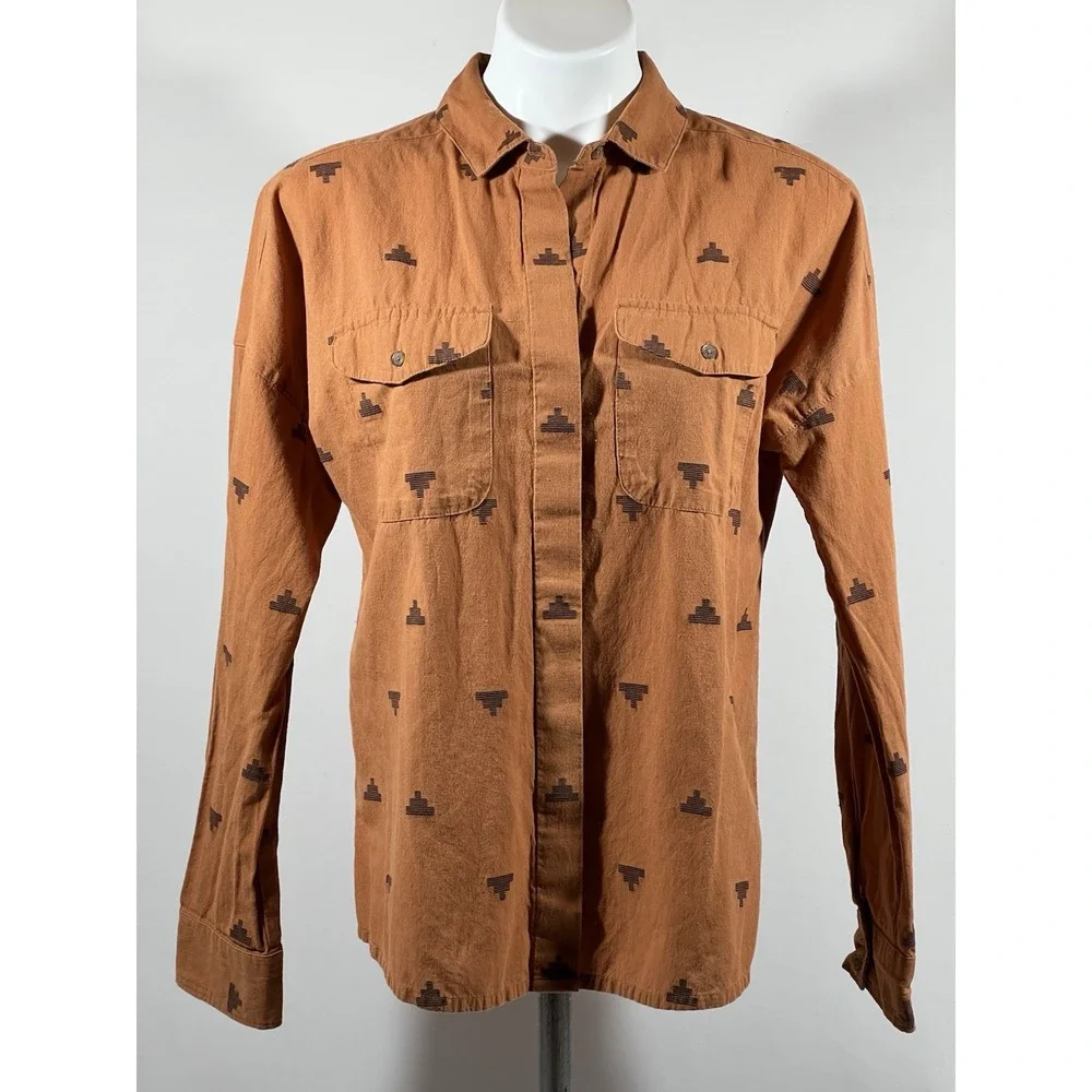 Prana Embroidered Shirt Womens Medium Long Sleeve Boho Festival Artisan